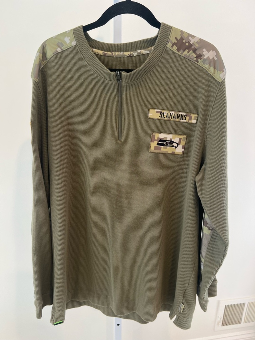 Seattle Seahawks Nike Salute To Service Henley Long Sleeve Thermal Shirt Mens XL